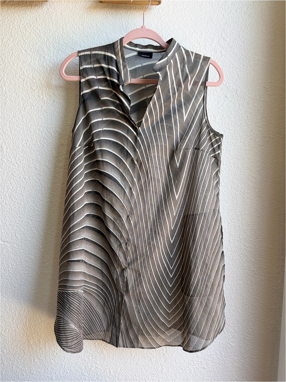 Akris Grey Stripe Cotton Tunic Blouse 10